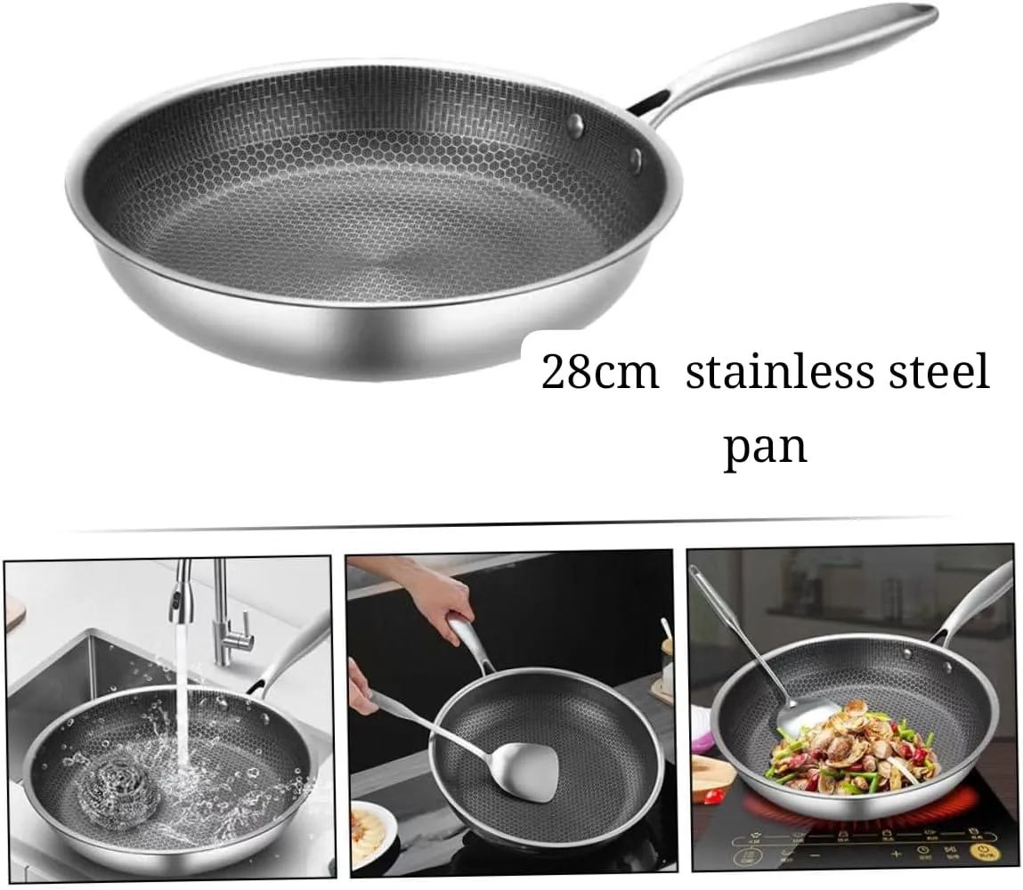 28cm Non-Stick Honeycomb Stainless Steel Frying Pan