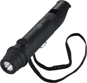3-in-1 Flashlight, Lantern & Whistle, IP44 Water-Resistant, Dust-Resistant, AAA Battery Powered, Compact for Hiking, Camping, Rescue, Emergency, Lanyard Included (Black)