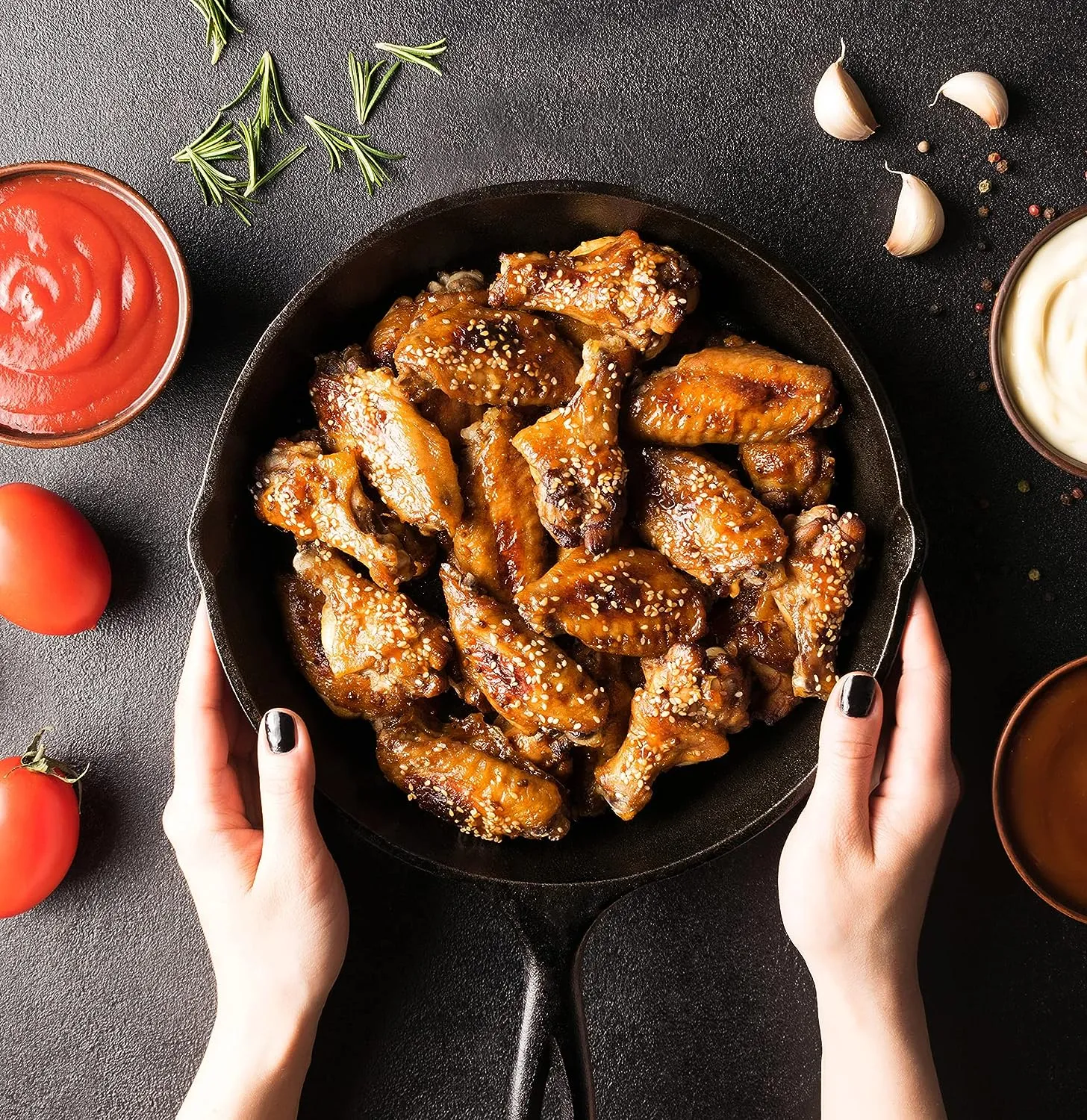 3-Piece Pre-Seasoned Large Cast Iron Skillet Fry Pan Set Perfect for Frying, BBQ, Camping. Oven safe