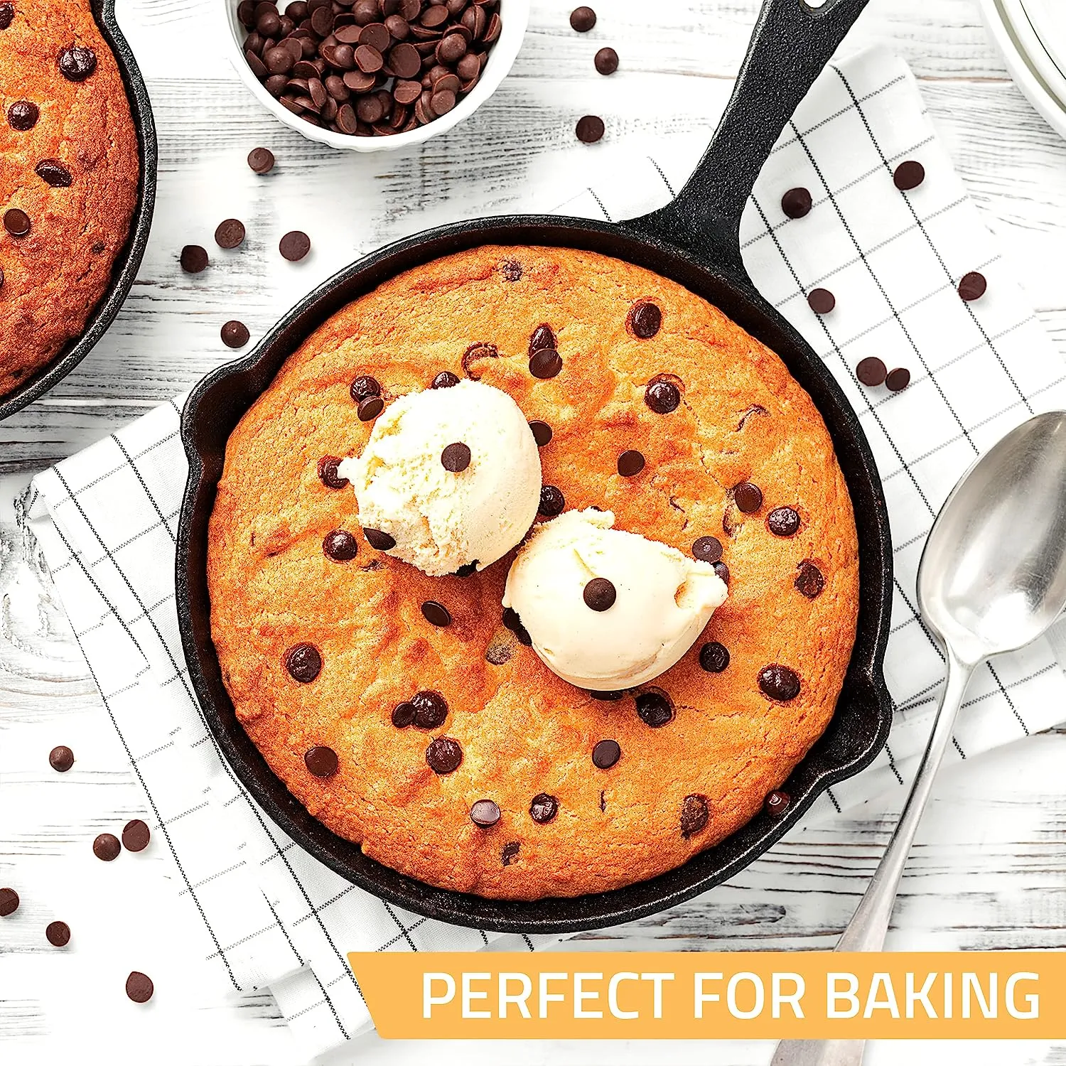 3-Piece Pre-Seasoned Large Cast Iron Skillet Fry Pan Set Perfect for Frying, BBQ, Camping. Oven safe