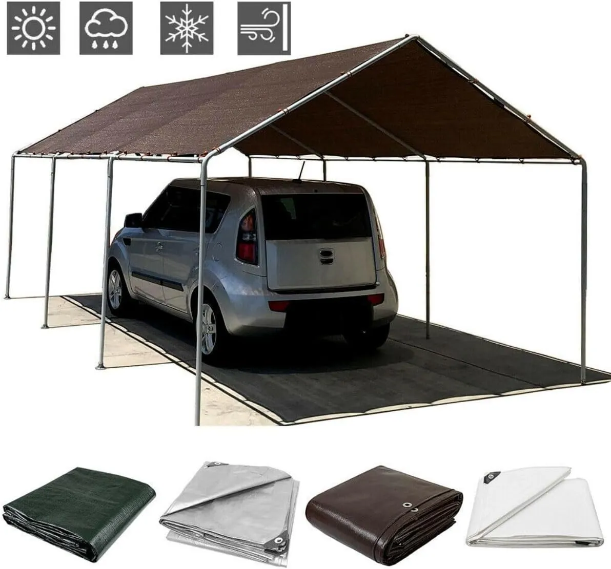 30' x 40' Tarps Heavy Duty Waterproof, 16 Mil Brown Poly Tarp Cover, UV Resistant, Rip and Tear Proof Tarpaulin with Grommets and Reinforced Edges for Roof, Patio, Camping, Boat, Pool