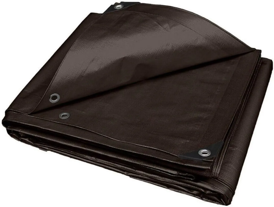 30' x 40' Tarps Heavy Duty Waterproof, 16 Mil Brown Poly Tarp Cover, UV Resistant, Rip and Tear Proof Tarpaulin with Grommets and Reinforced Edges for Roof, Patio, Camping, Boat, Pool