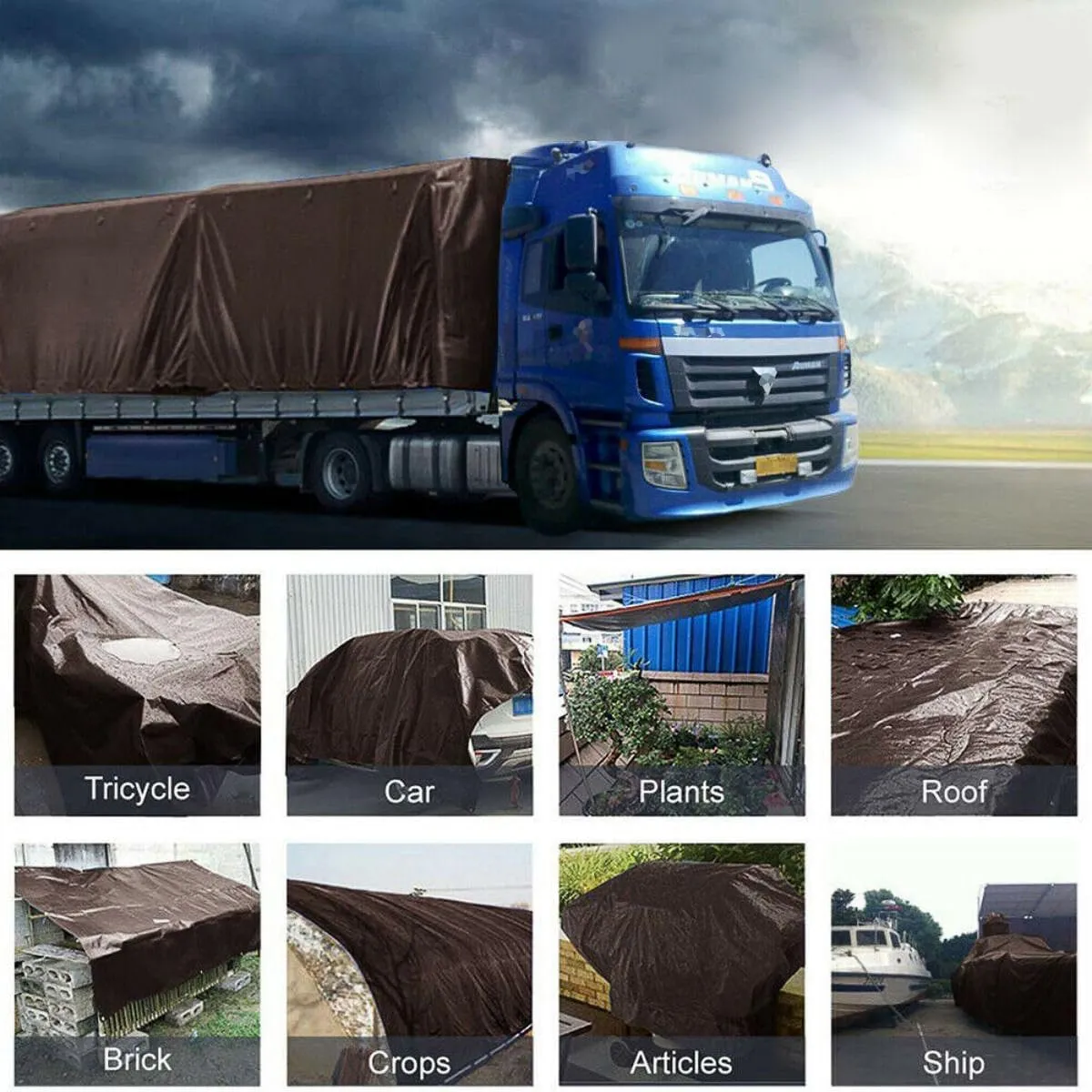 30' x 40' Tarps Heavy Duty Waterproof, 16 Mil Brown Poly Tarp Cover, UV Resistant, Rip and Tear Proof Tarpaulin with Grommets and Reinforced Edges for Roof, Patio, Camping, Boat, Pool