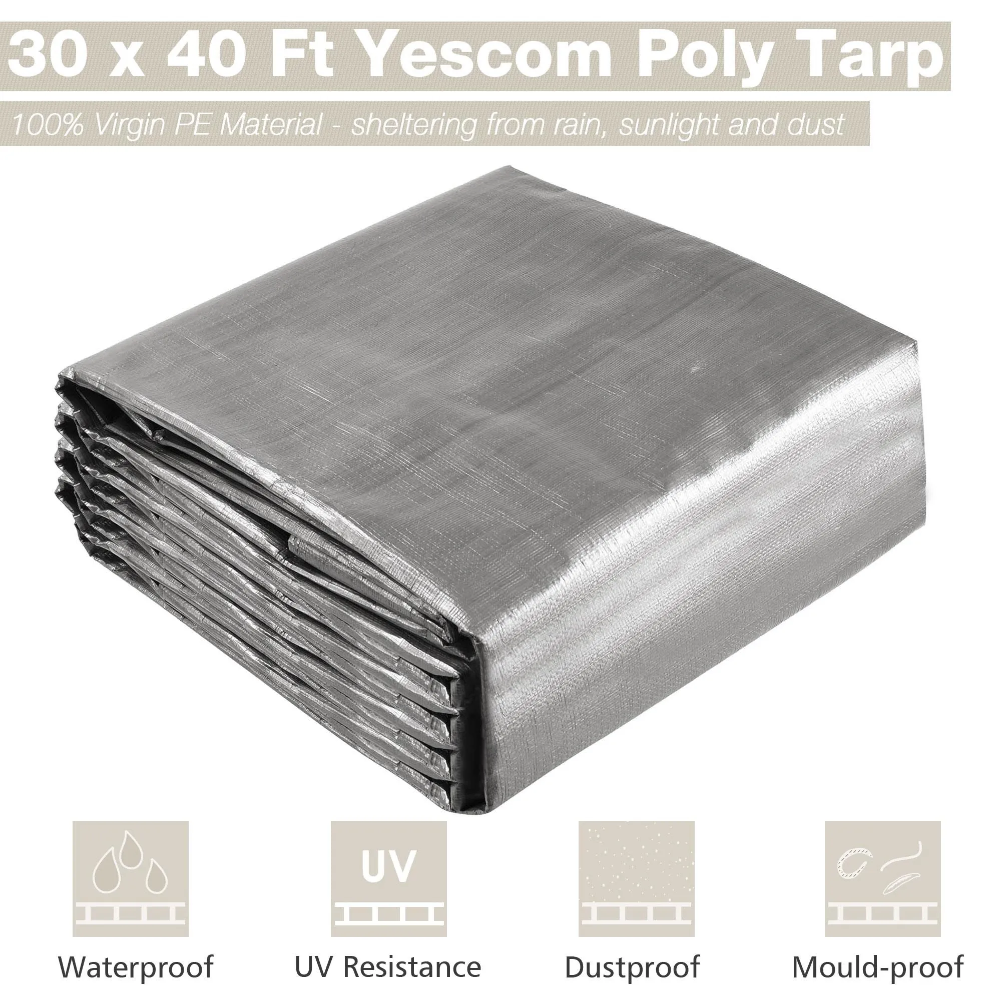 30x40ft Heavy Duty Poly Tarp/ Silver Black