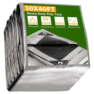 30x40ft Heavy Duty Poly Tarp/ Silver Black