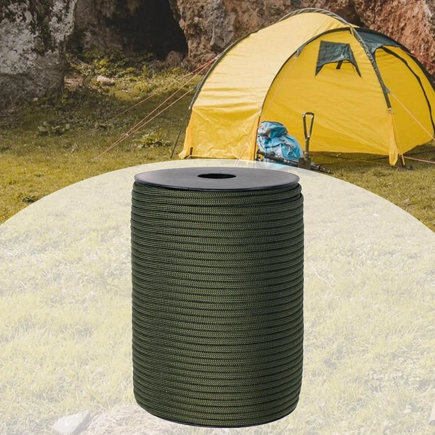 328ft Parachute Cord Tarp Tent Rope Guyline Cord for Outdoor Camping Tie Rope DIY Craft Garden Climbing, Green