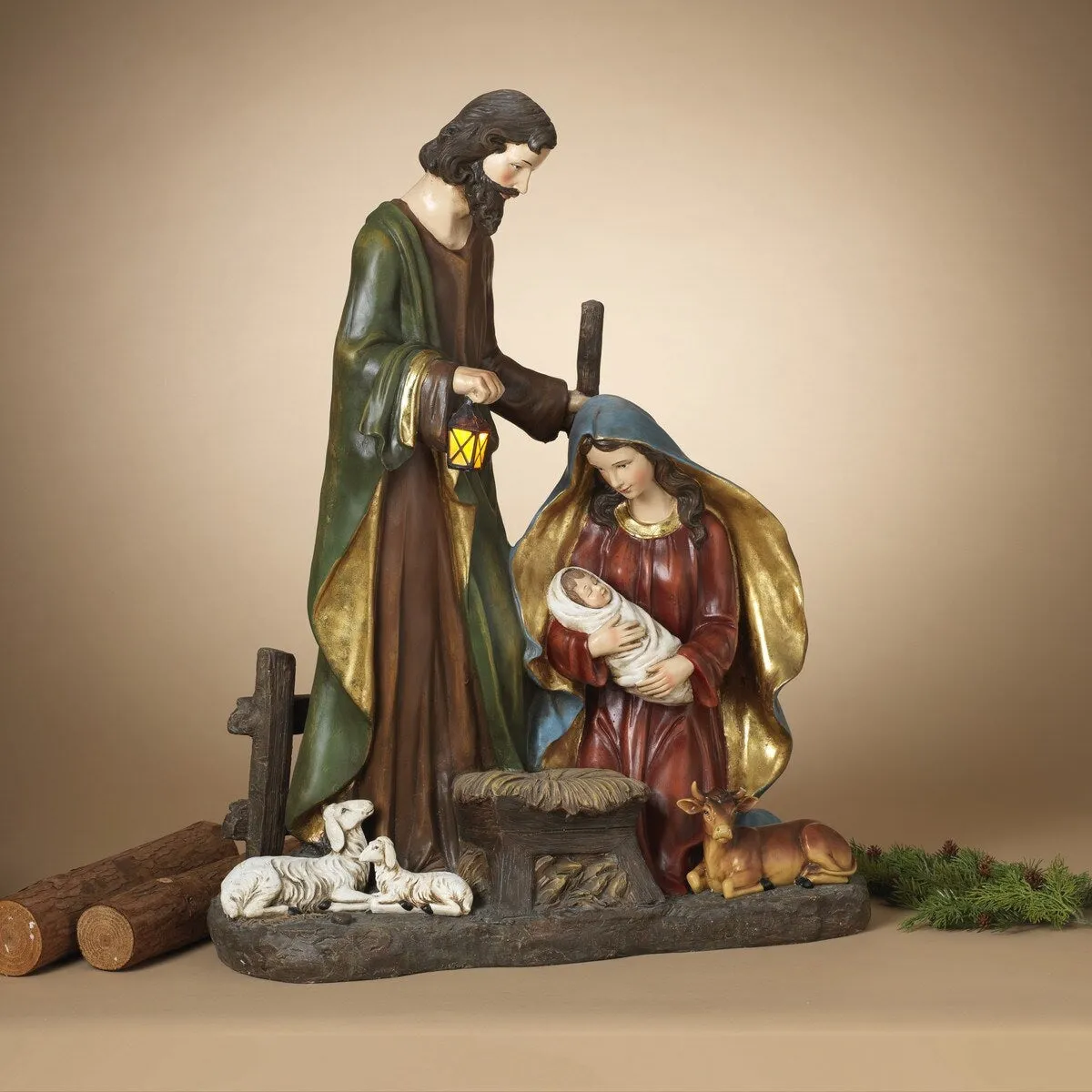 38.5" Battery-Operated Magnesium Nativity Figurine with Timer