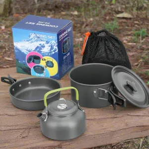 3Pcs Camping Cookware Non-Stick Camping Cooking Set Lightweight Camping Pots and Pans Set for Backpacking Outdoor Hiking Picnic