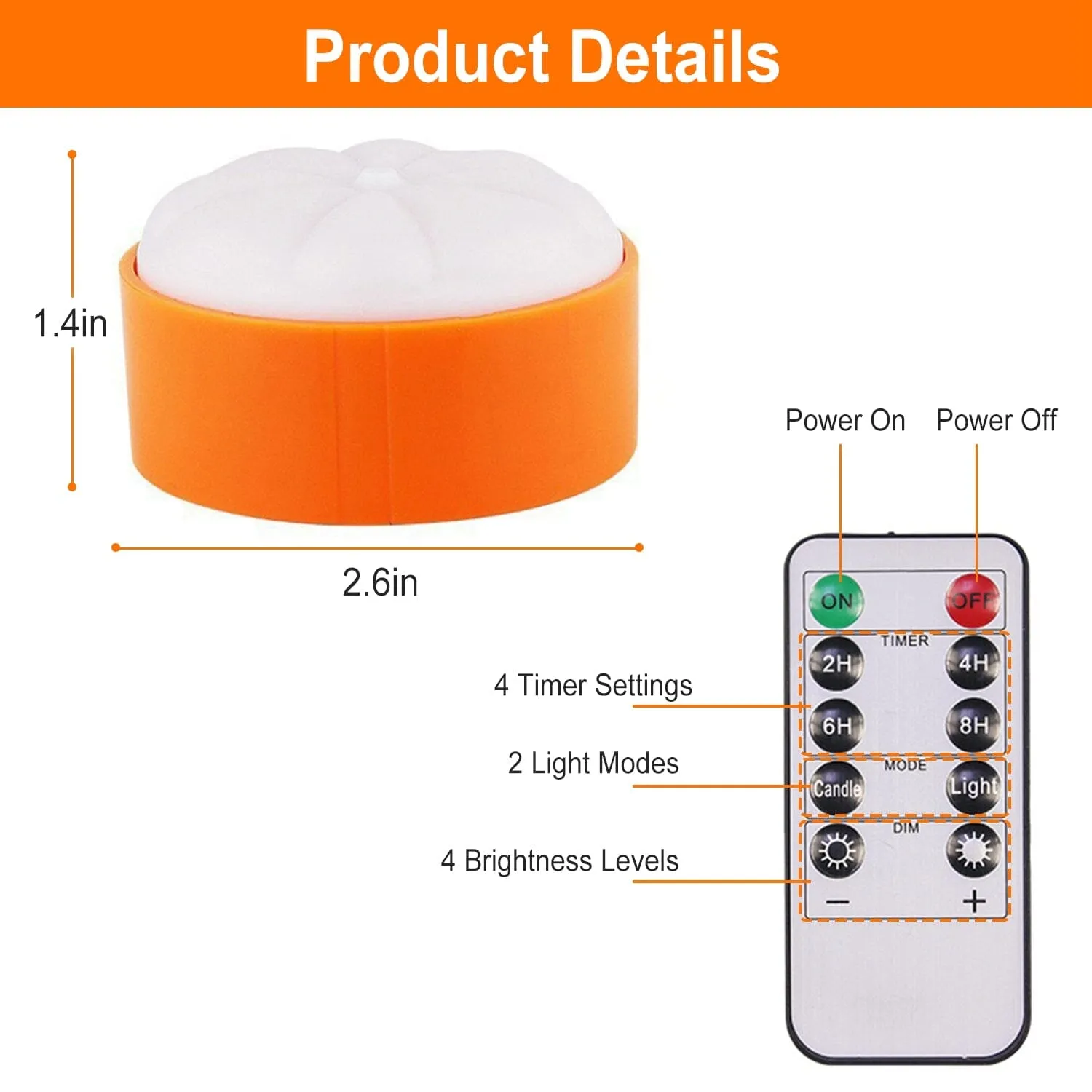 4-Pack: Halloween LED Pumpkin Lights Battery Operated with 2 Light Modes 4 Timer Setting