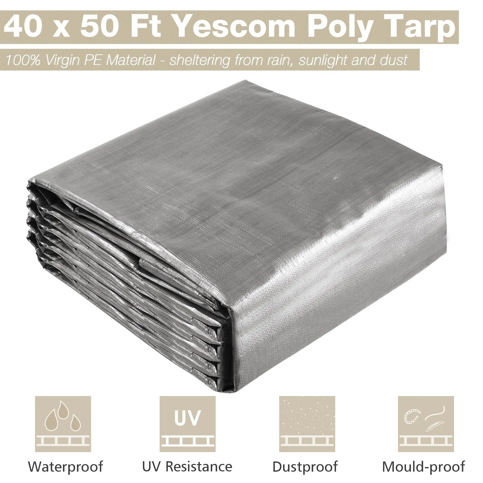 40x50ft Heavy Duty Poly Tarp/ Silver Black