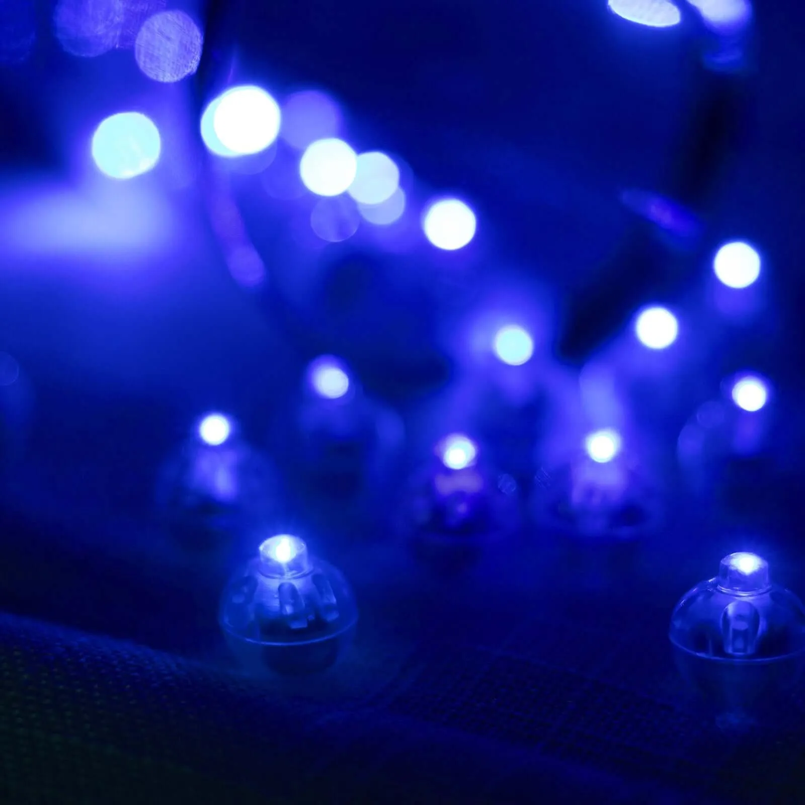 50-Pack LED Mini Balloon Lights Round Light Blue - Waterproof Battery Operated Balls 0.5"