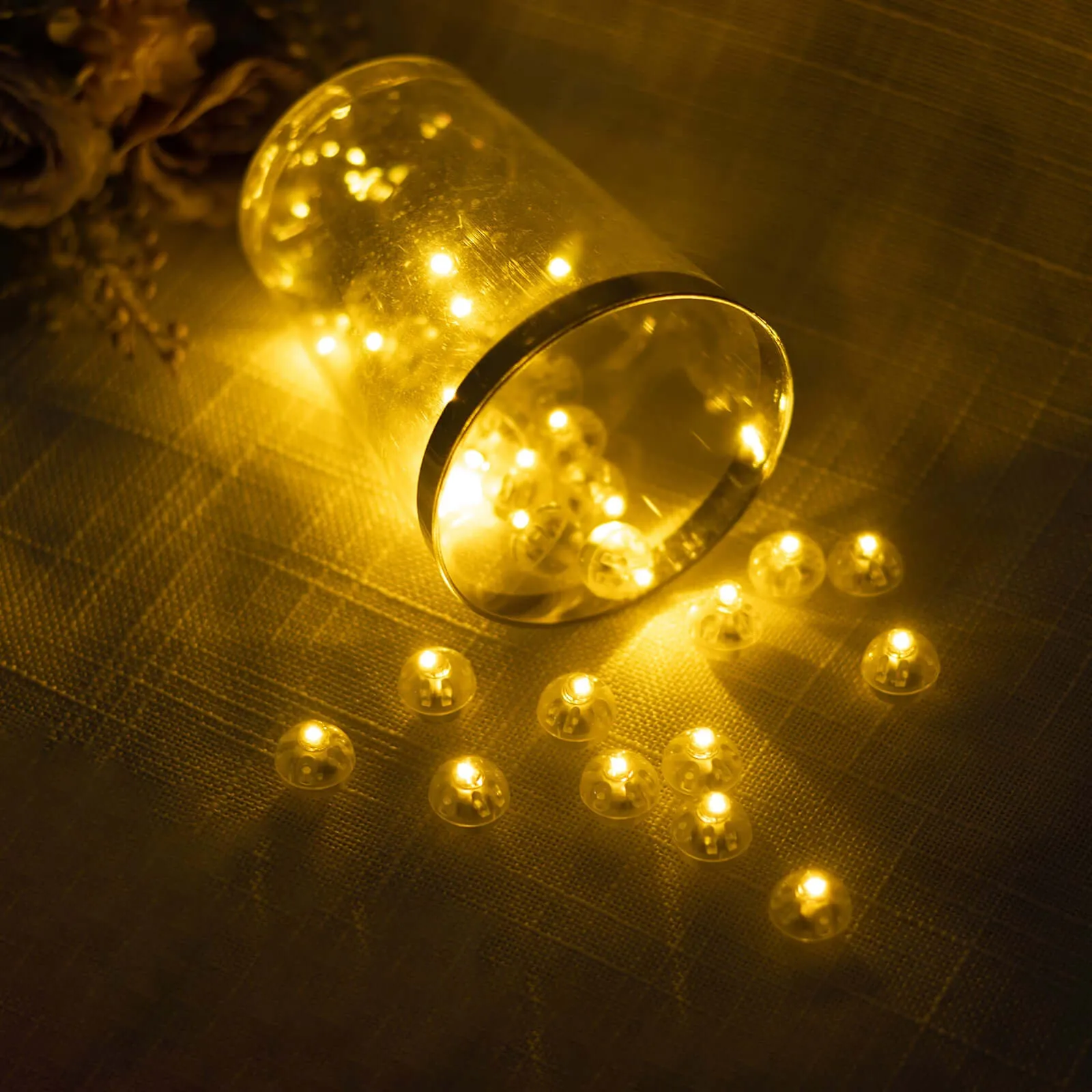 50-Pack LED Mini Balloon Lights Round Warm White - Waterproof Battery Operated Balls 0.5"