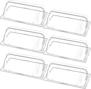 6 Pcs Clear Chafing Dish Covers Full Size Roll Top Bakery Pan Display Clear Plastic Chafing Dessert Cake Food Display Cover for Cake Cupcake Exhibition