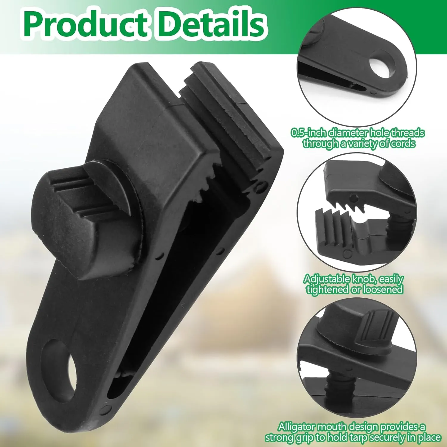 60 Pcs Tarp Clips, Heavy Duty Lock Grip, Reusable Tarp Clamps for Secures Outdoor Camping, Awnings, Car Covers, Swimming Pool Covers