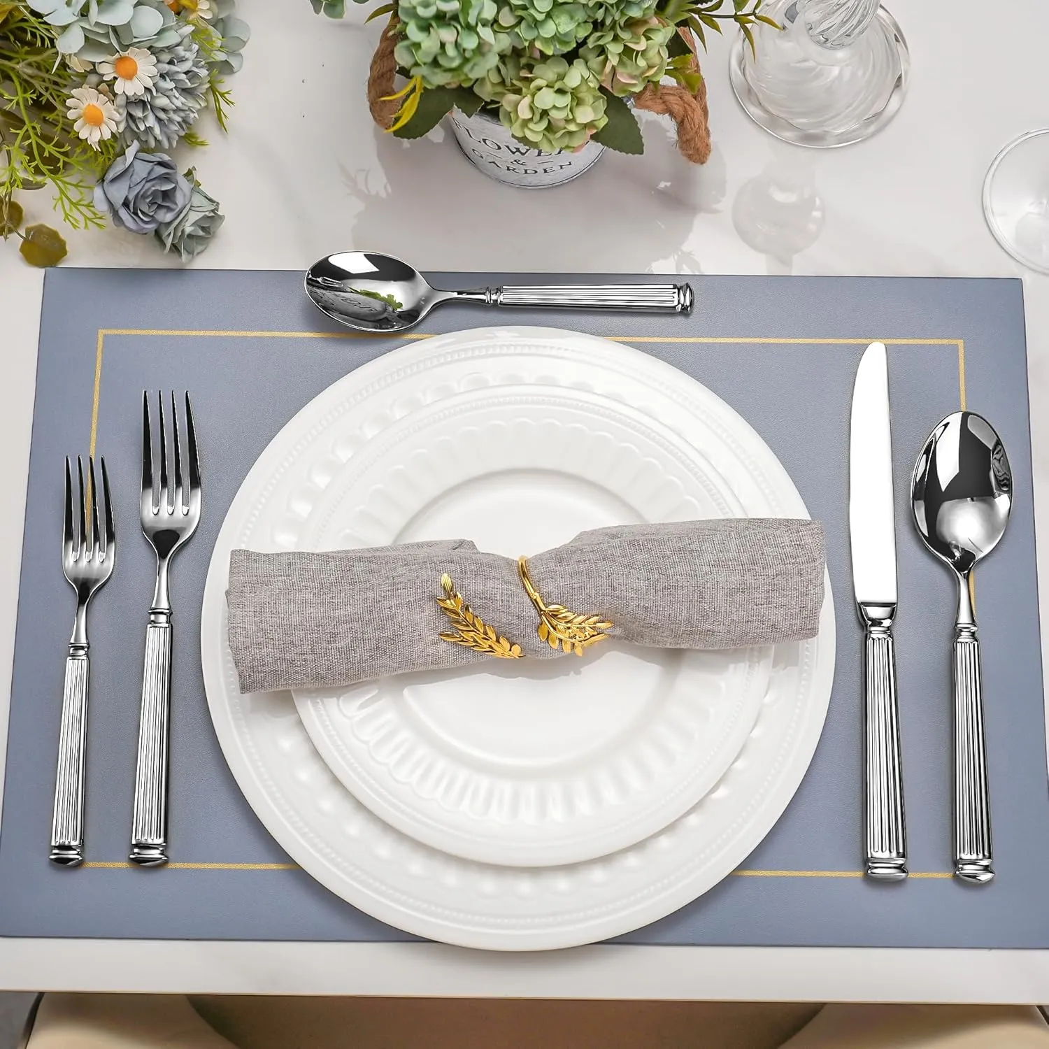 60-Piece 18/10 Heavy Duty Flatware Set for 12, High End Thick Handle Silverware Set, Luxury Forged Design, Dishwasher Safe