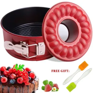 7 inch Springform Cake Pan Cheesecake Bakeware Non Stick Baking for Pressure Cooker 5 6 8 Qt with Leakproof 2 Removable Bottom and Silicone Brush