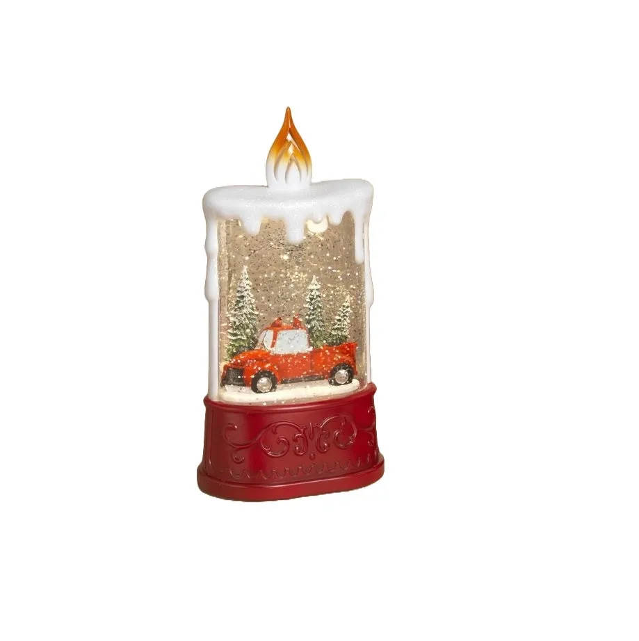 7.88" Battery-Operated Spinning Water Globe Candle Decoration