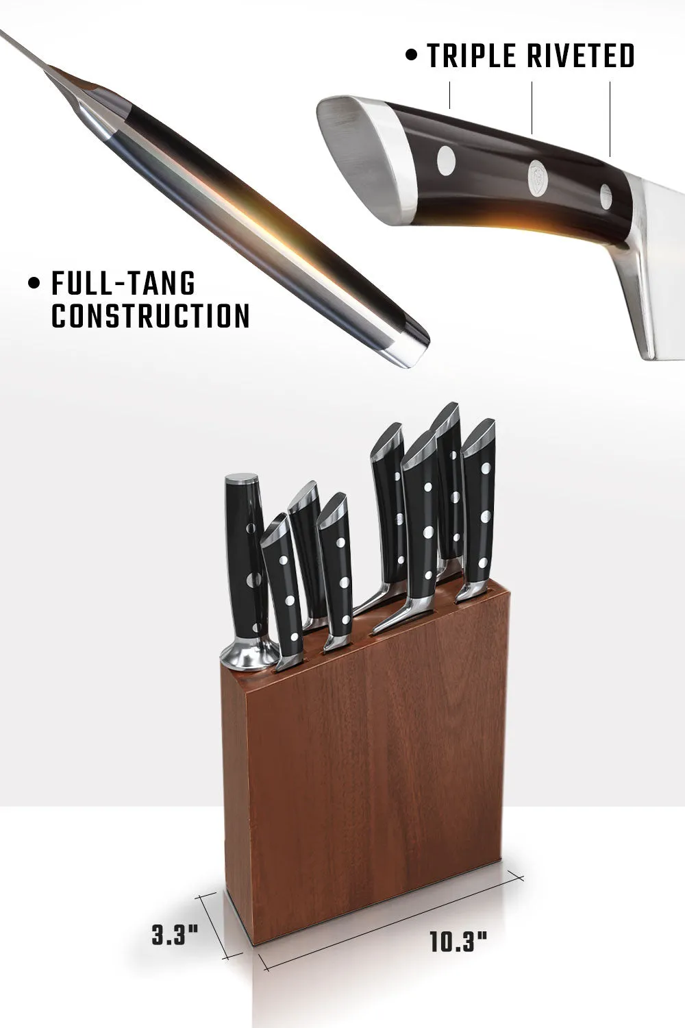 8-Piece Knife Block Set | Gladiator Series | Knives NSF Certified | Dalstrong ©