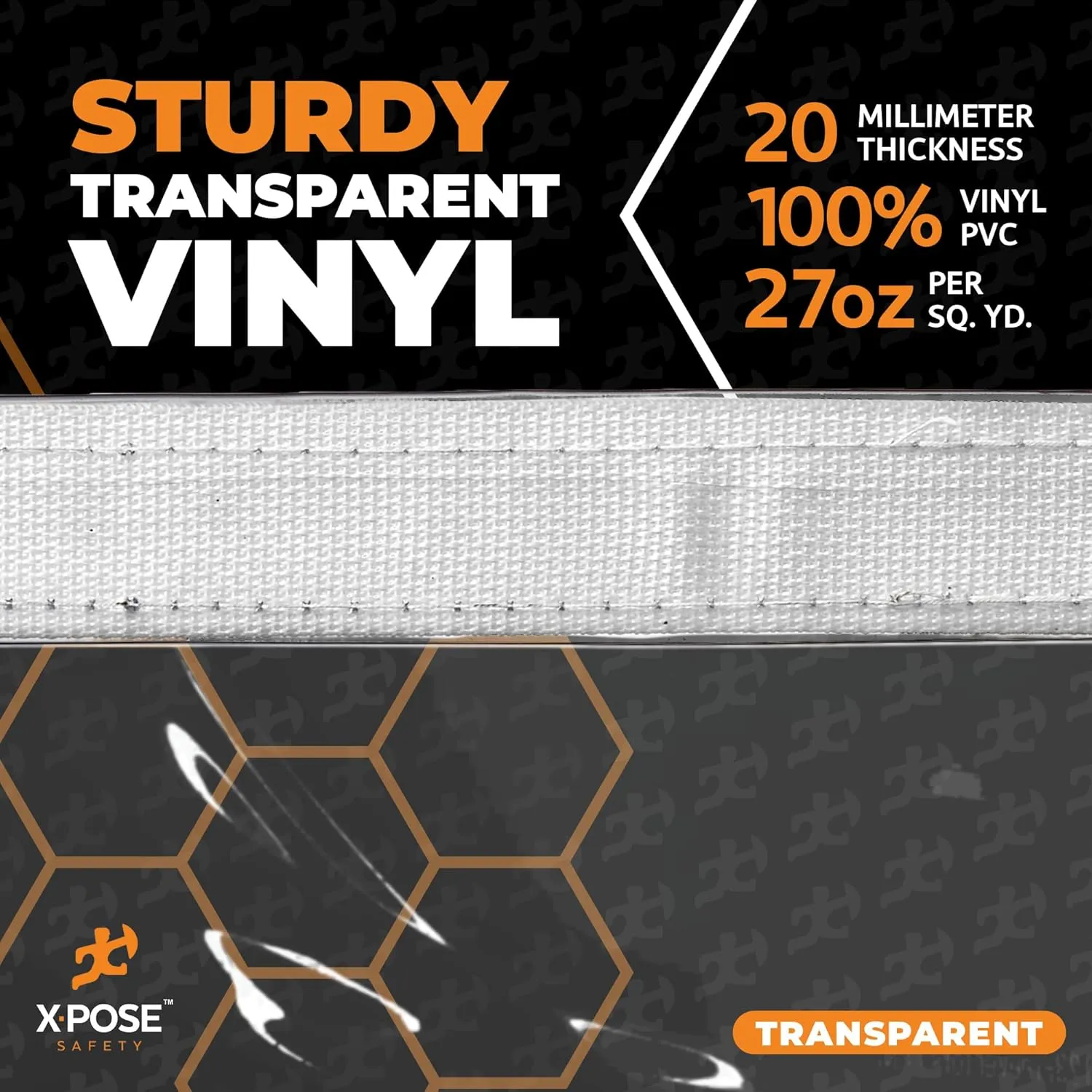 8' x 20' Clear Vinyl Tarp - Super Heavy Duty 20 Mil Transparent Waterproof PVC Tarpaulin with Brass Grommets - for Patio Enclosure, Camping, Outdoor Tent Cover, Porch Canopy - by Xpose Safety