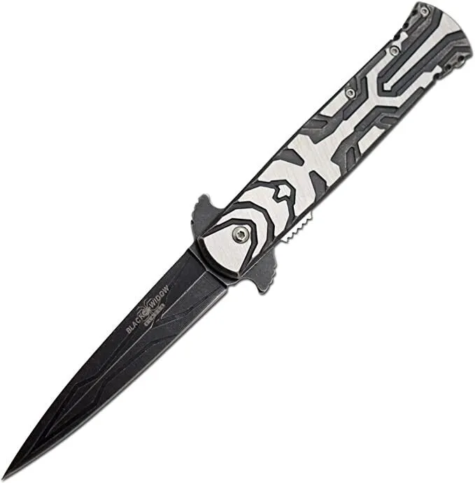9" SNAKE EYE TACTICAL BLACK STILETTO SPRING ASSISTED HEAVY DUTY EDC POCKET KNIFE