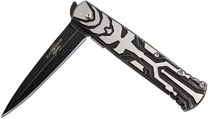 9" SNAKE EYE TACTICAL BLACK STILETTO SPRING ASSISTED HEAVY DUTY EDC POCKET KNIFE