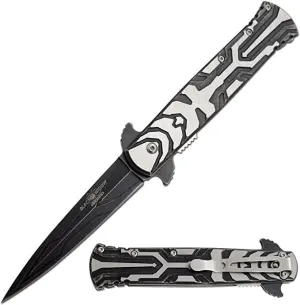 9" SNAKE EYE TACTICAL BLACK STILETTO SPRING ASSISTED HEAVY DUTY EDC POCKET KNIFE