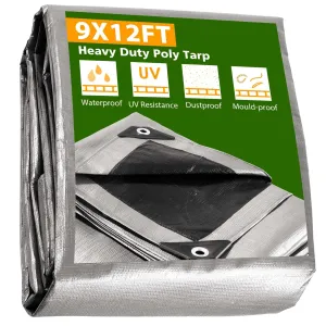 9x12ft Heavy Duty Poly Tarp/ Silver Black