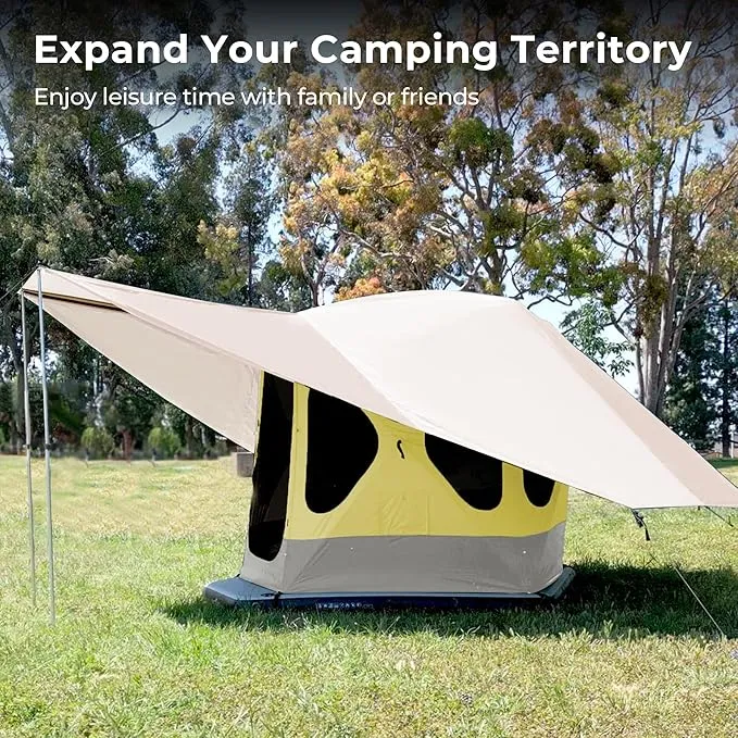 ACACIA Canopy 2-3 Person for Space Acacia Camping System, PU2000 Waterproof Camping Tarp for 4 Season Camping, UPF50  Sunproof Tent Tarp with 2 Telescoping Poles, Carry Bag, Almond