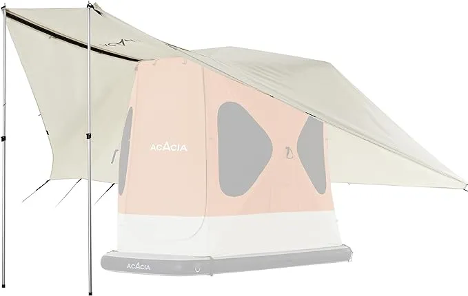 ACACIA Canopy 2-3 Person for Space Acacia Camping System, PU2000 Waterproof Camping Tarp for 4 Season Camping, UPF50  Sunproof Tent Tarp with 2 Telescoping Poles, Carry Bag, Almond