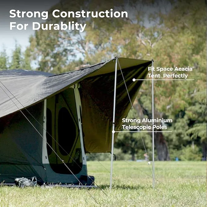 ACACIA Canopy 2-3 Person for Space Acacia Camping System, PU2000 Waterproof Camping Tarp for 4 Season Camping, UPF50  Sunproof Tent Tarp with 2 Telescoping Poles, Carry Bag, Almond