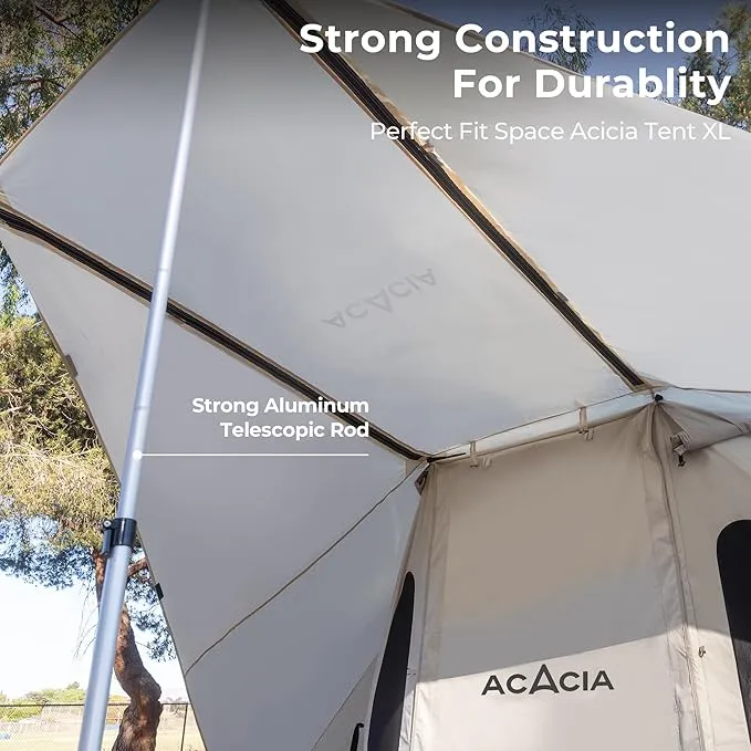 ACACIA Canopy XL for Space Acacia Camping System, PU2000 Waterproof Camping Tarp for 4 Season Camping, UPF50  Sunproof Tent Tarp with 4 Telescoping Poles, Carry Bag, Almond