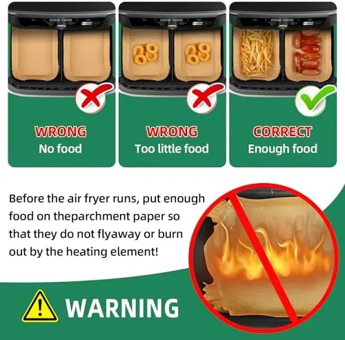Air Fryer Liners Disposable for Ninja DZ071 Foodi 7-QT 11QT DualZone FlexBasket/Instant 9 Qt Air Fryer, 150PCS Rectangle Airfryer Liners,Air Fryer Parchment Paper Liners,Air Fryer Accessories