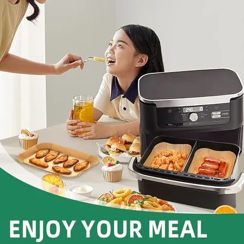 Air Fryer Liners Disposable for Ninja DZ071 Foodi 7-QT 11QT DualZone FlexBasket/Instant 9 Qt Air Fryer, 150PCS Rectangle Airfryer Liners,Air Fryer Parchment Paper Liners,Air Fryer Accessories