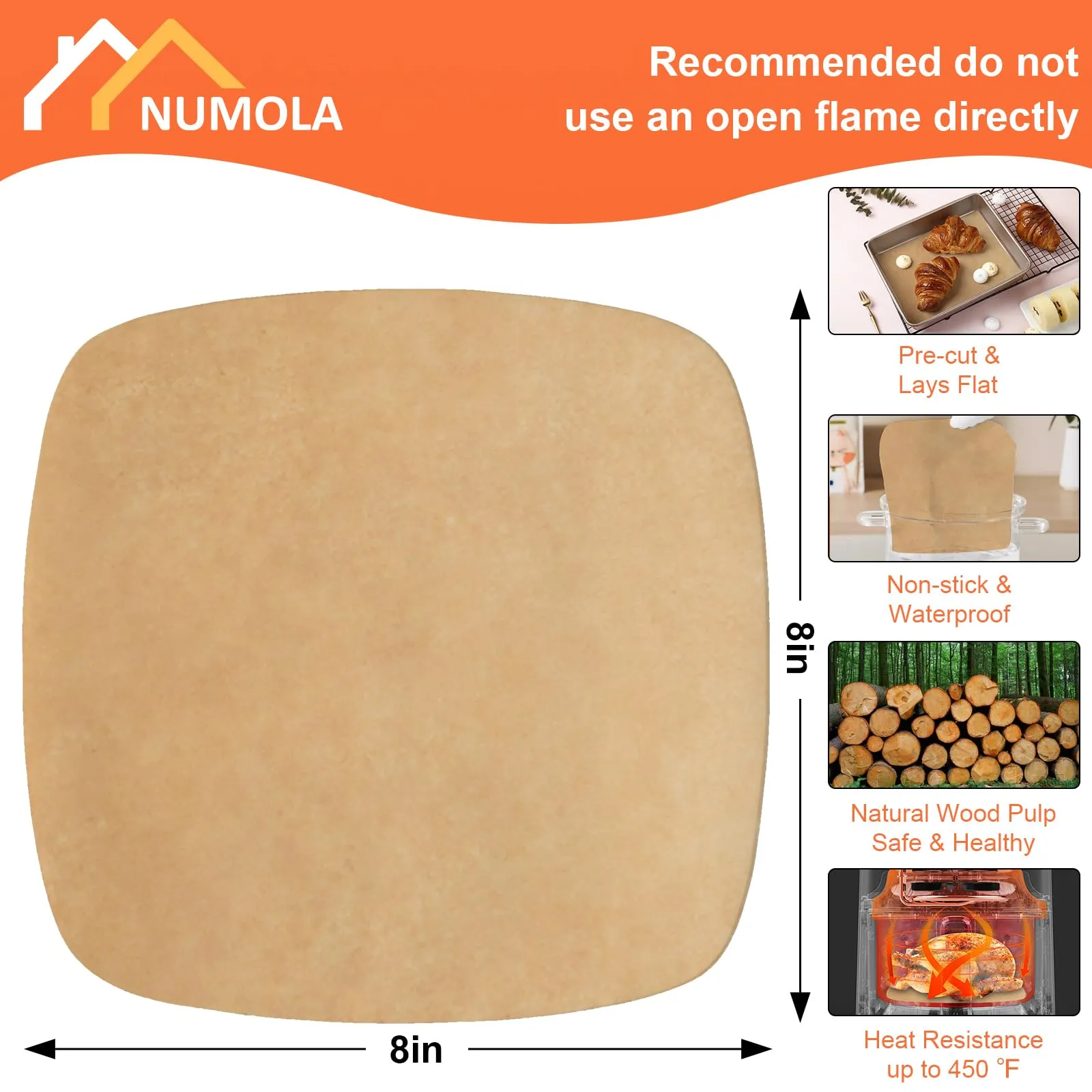 Air Fryer Liners Disposable Parchment Paper Sheets, 8 Inch Unbleached Baking Paper Liner for Grilling, Wrapping, Steamer, Microwave, Oven(100 Count)