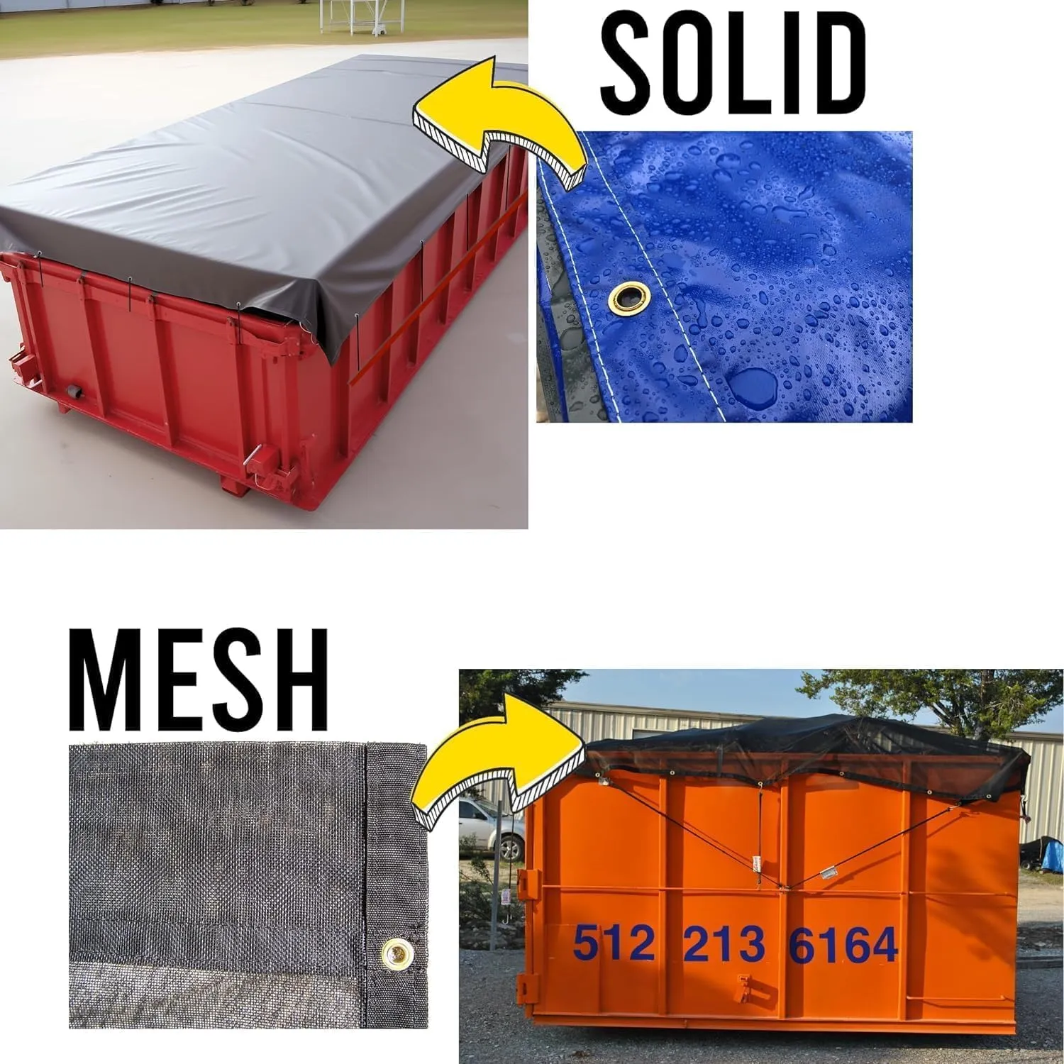 ALCO - Dumpster Tarp/Covers – Super Duty - Reinforced Vinyl (18oz PVC Dumpster Tarp (12'x 26') Black)