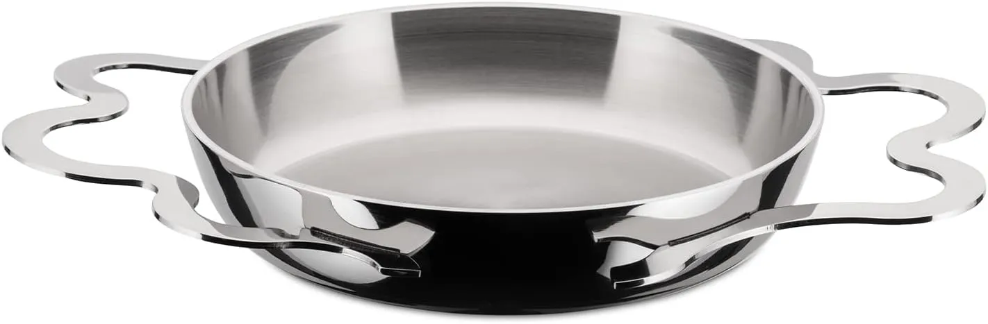 Alessi AM42 Tegamino Egg pan with two handles in multiply with lid in 18/10 stainless steel