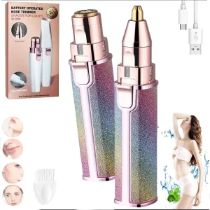 Alisweet Hair Removal, 2-in-1 Eyebrow & Facial Hair Remover for Women Painless Razor, Rechargeable Facial Hair Trimmer, Portable Mutifuctional Shaver with LED Light for Face Lips Chin Nose (Color*1)