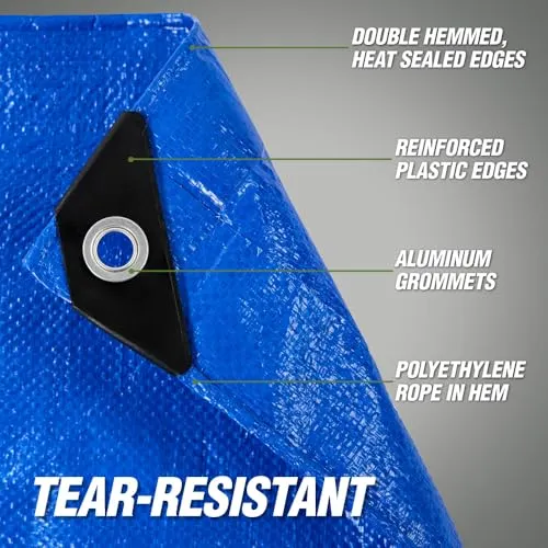 All Weather 100% Waterproof Heavy Duty Tarp,5 Mil UV Temperature Resistant Tarps