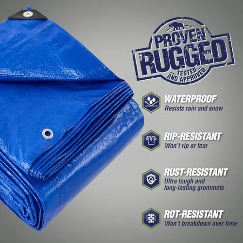 All Weather 100% Waterproof Heavy Duty Tarp,5 Mil UV Temperature Resistant Tarps