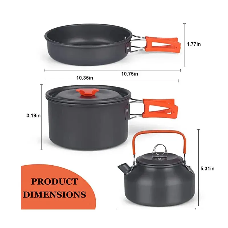 Aluminum Outdoor Camping Cookware Set with Mesh Bag