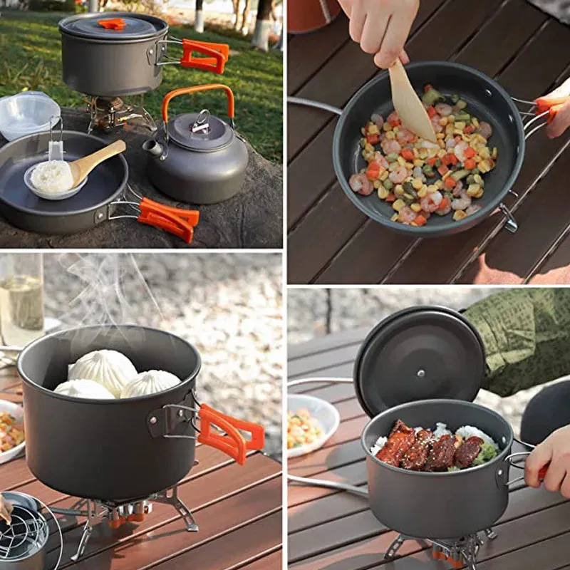 Aluminum Outdoor Camping Cookware Set with Mesh Bag