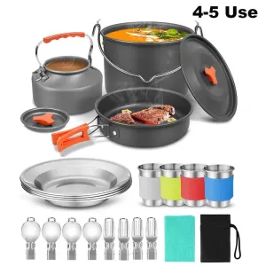 Aluminum Outdoor Camping Cookware Set with Mesh Bag