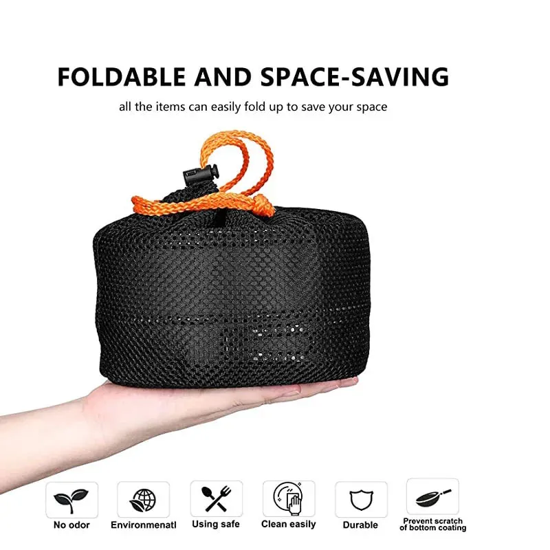 Aluminum Outdoor Camping Cookware Set with Mesh Bag