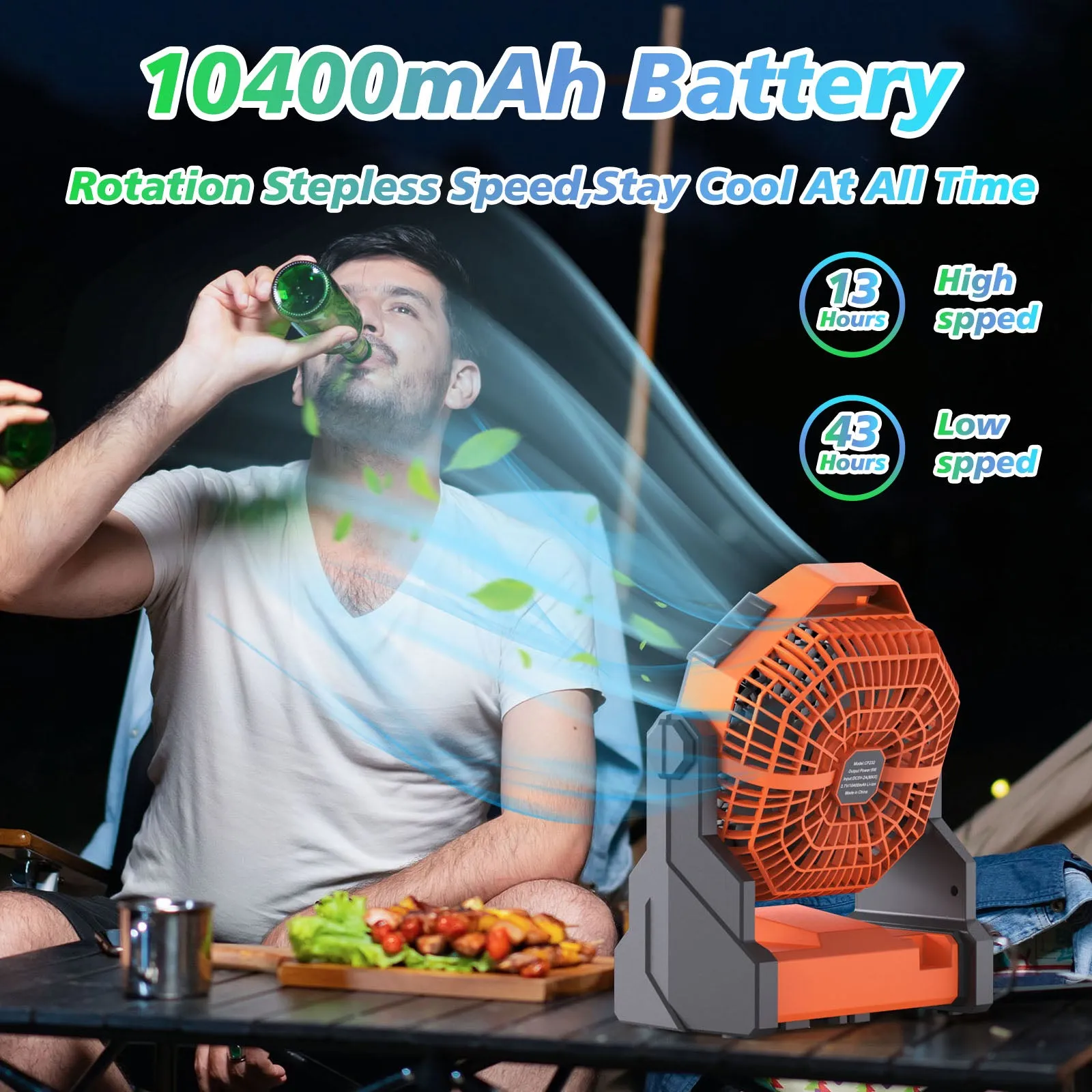 Ambitelligence Battery Operated Fan, 10400mAh Camping Fan