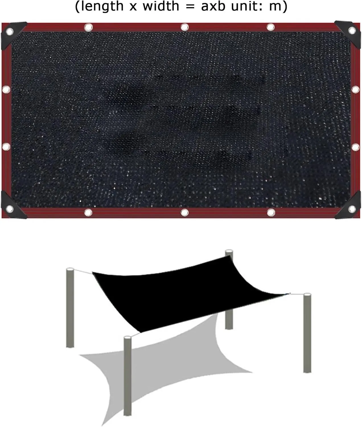 Anti-Aging Heat Insulation Shade Netting,Black Sunblock Shade Cloth Net,Garden Outdoor Car Shade Mesh Tarp,Privacy Netting,Windbreak Fencing,Greenhouse Anti-UV Sunshade Net (8.2x16ft)