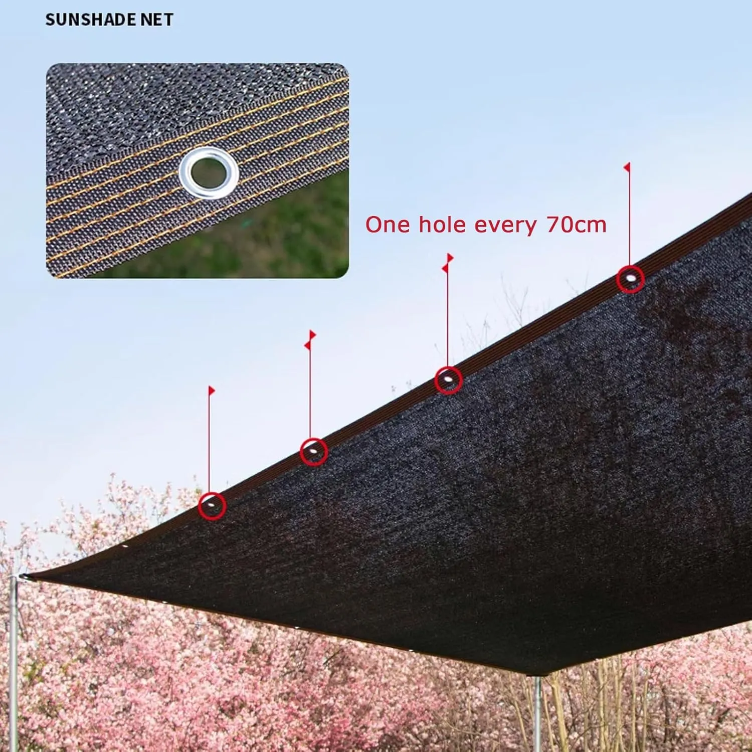 Anti-Aging Heat Insulation Shade Netting,Black Sunblock Shade Cloth Net,Garden Outdoor Car Shade Mesh Tarp,Privacy Netting,Windbreak Fencing,Greenhouse Anti-UV Sunshade Net (8.2x16ft)