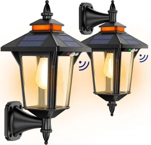 Aqonsie Solar Porch Lights Outdoor with 3 Lighting Modes & Motion Sensing, Elegant Solar Barn Lights Outdoor Waterproof Solar Wall Sconce Lights, Solar Lanterns for Barn Shed Yard Garage Chicken Coop