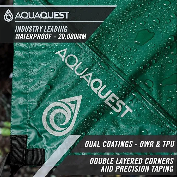 AquaQuest Defender Camping Tarp - Heavy Duty Tent Shelter or Rain Fly - Waterproof Camping Essentials for Hiking, Bushcraft & Hammock, 15 x 15 ft, Forester Green