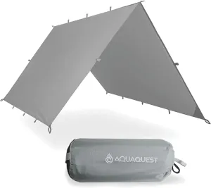 AquaQuest Defender Camping Tarp - Heavy Duty Tent Shelter or Rain Fly - Waterproof Camping Essentials for Hiking, Bushcraft & Hammock, 20 x 13 ft, Stealth Gray