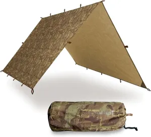 AquaQuest Defender Camping Tarp - Heavy Duty Tent Shelter or Rain Fly - Waterproof Camping Essentials for Hiking, Bushcraft & Hammock, 20 x 13 ft, True Terrain